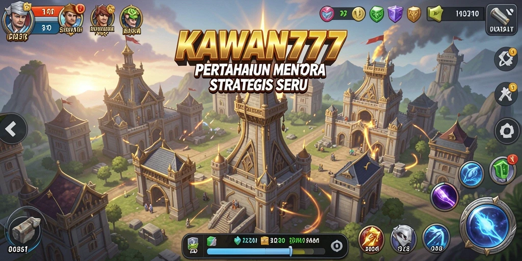 Tangkapan layar gameplay KAWAN777 menampilkan strategi menara yang mendebarkan.