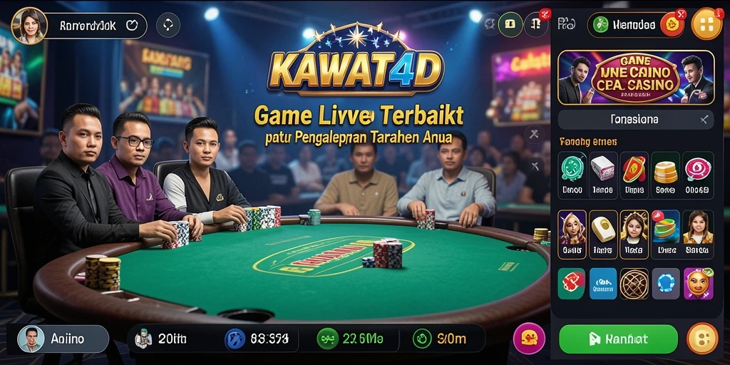 Tampilan gameplay KAWAT4D yang menampilkan dealer langsung dan permainan kasino.