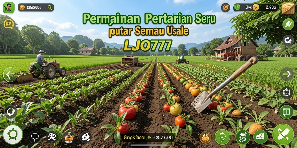 Tampilan menarik dari gameplay LJO777 yang menampilkan kebun subur.