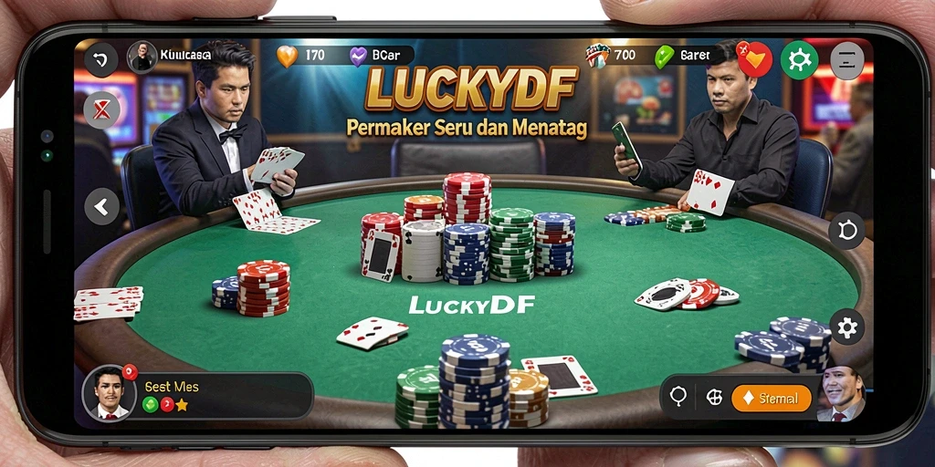 Tampilan gameplay menarik dari aplikasi Poker LUCKYDF.