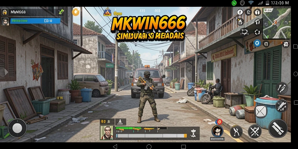 Screenshot gameplay <strong>MKWIN666</strong> yang menampilkan interaksi karakter dan lingkungan.