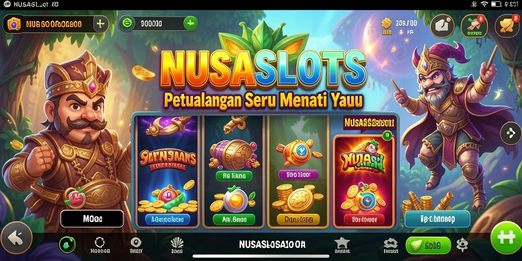 Tangkapan layar utama NUSASLOTS menampilkan gameplay yang penuh petualangan.